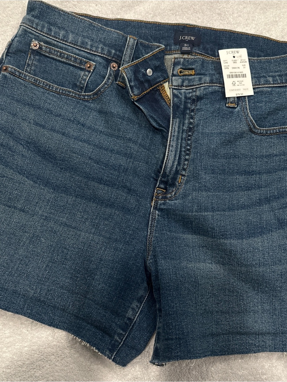 J.Crew Factory NWT Classic Denim Short Dark Pacific Wash Size 31 AW548